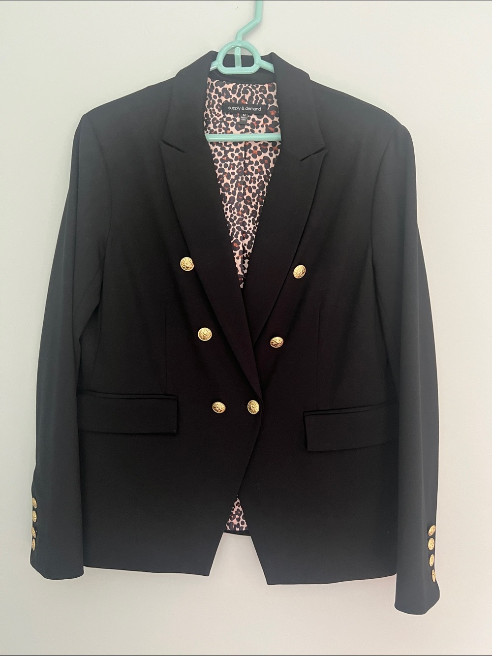 Women’s supply & demand Double-Breasted Black Blazer with Gold Buttons Size M